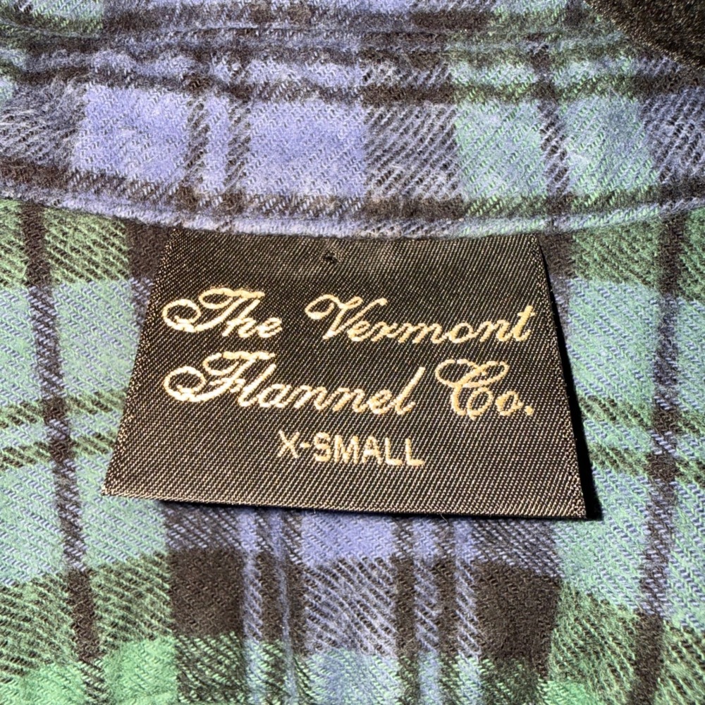 The Vermont Flannel Co Button Down Mens XS Green Blue Cotton Flannel - Picture 5 of 5
